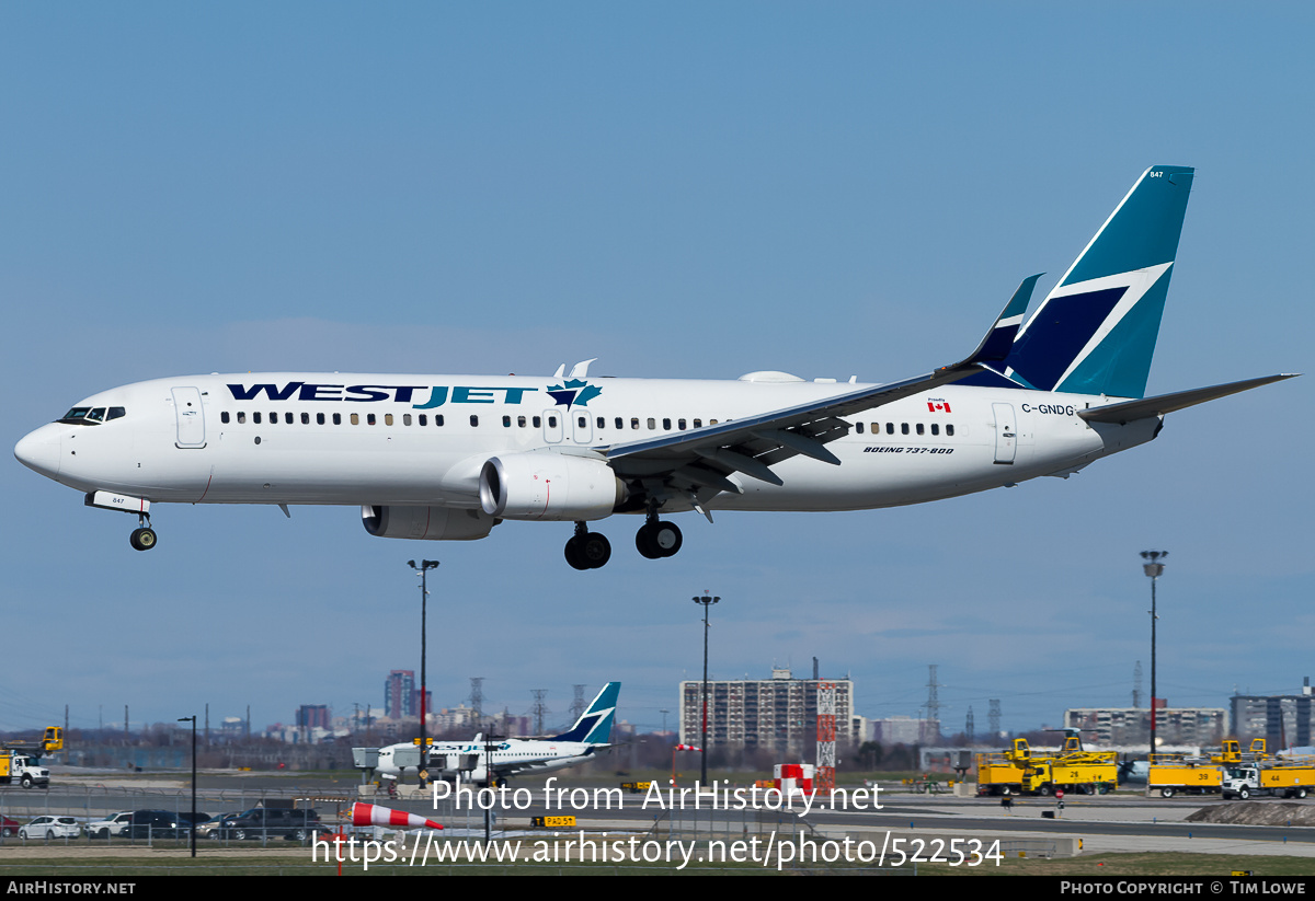 Aircraft Photo of C-GNDG | Boeing 737-8CT | WestJet | AirHistory.net #522534