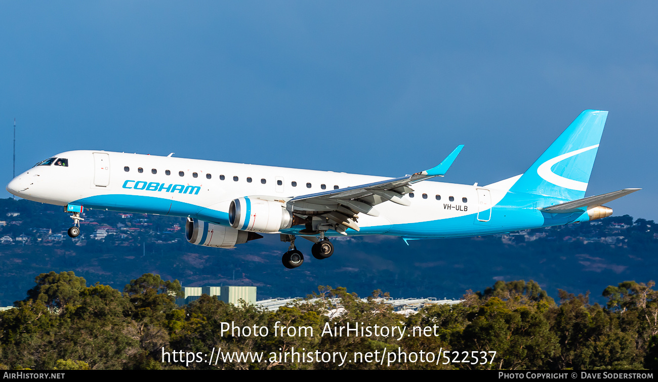 Aircraft Photo of VH-ULB | Embraer 190AR (ERJ-190-100IGW) | Cobham Aviation Services | AirHistory.net #522537