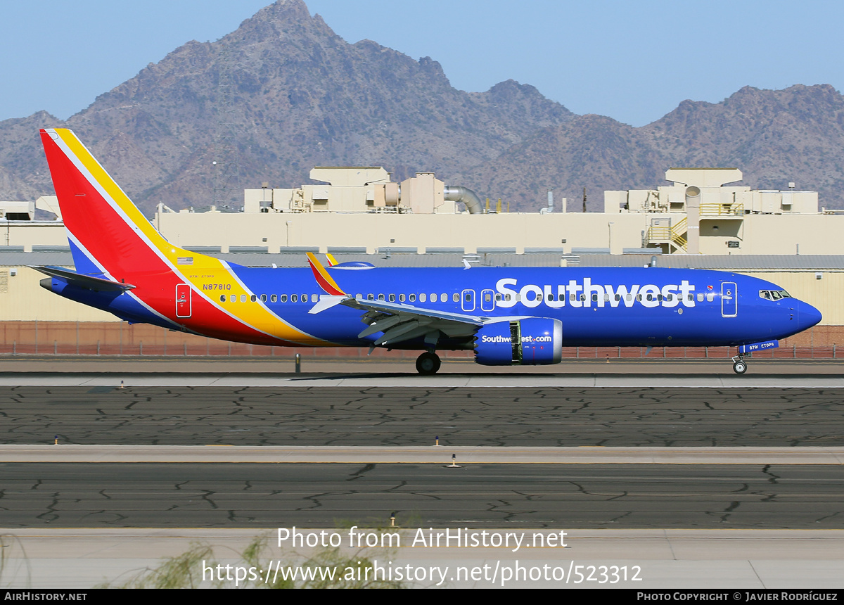 Aircraft Photo of N8781Q | Boeing 737-8 Max 8 | Southwest Airlines | AirHistory.net #523312