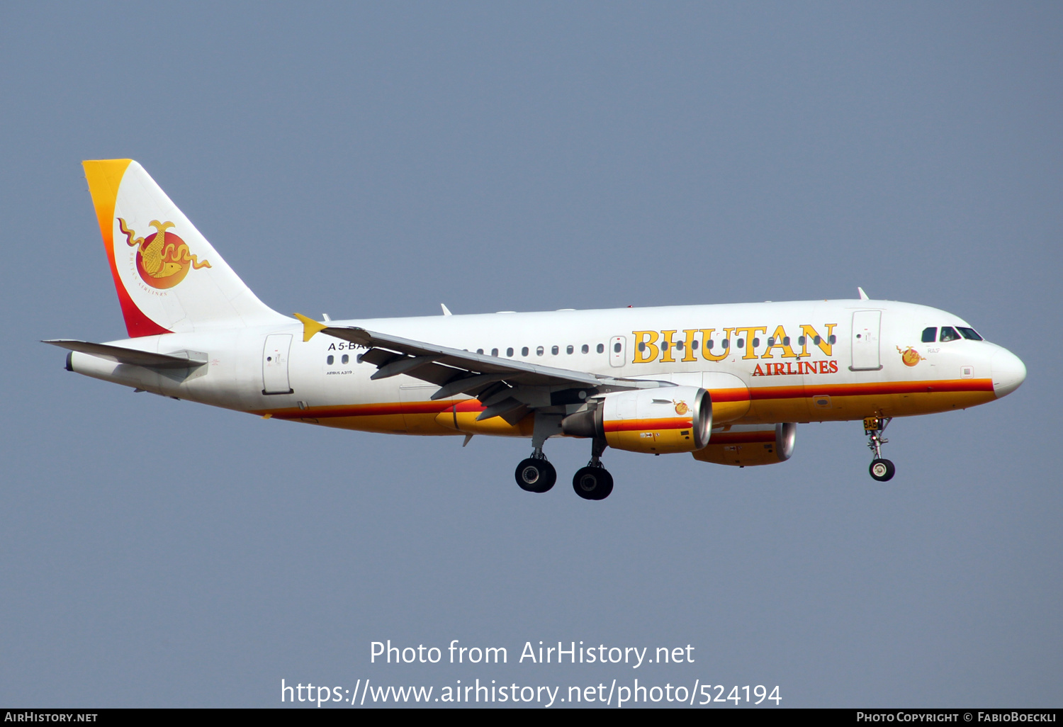 Aircraft Photo of A5-BAB | Airbus A319-115 | Bhutan Airlines | AirHistory.net #524194