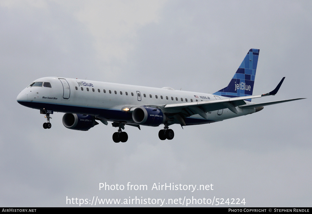 Aircraft Photo of N266JB | Embraer 190AR (ERJ-190-100IGW) | JetBlue Airways | AirHistory.net #524224