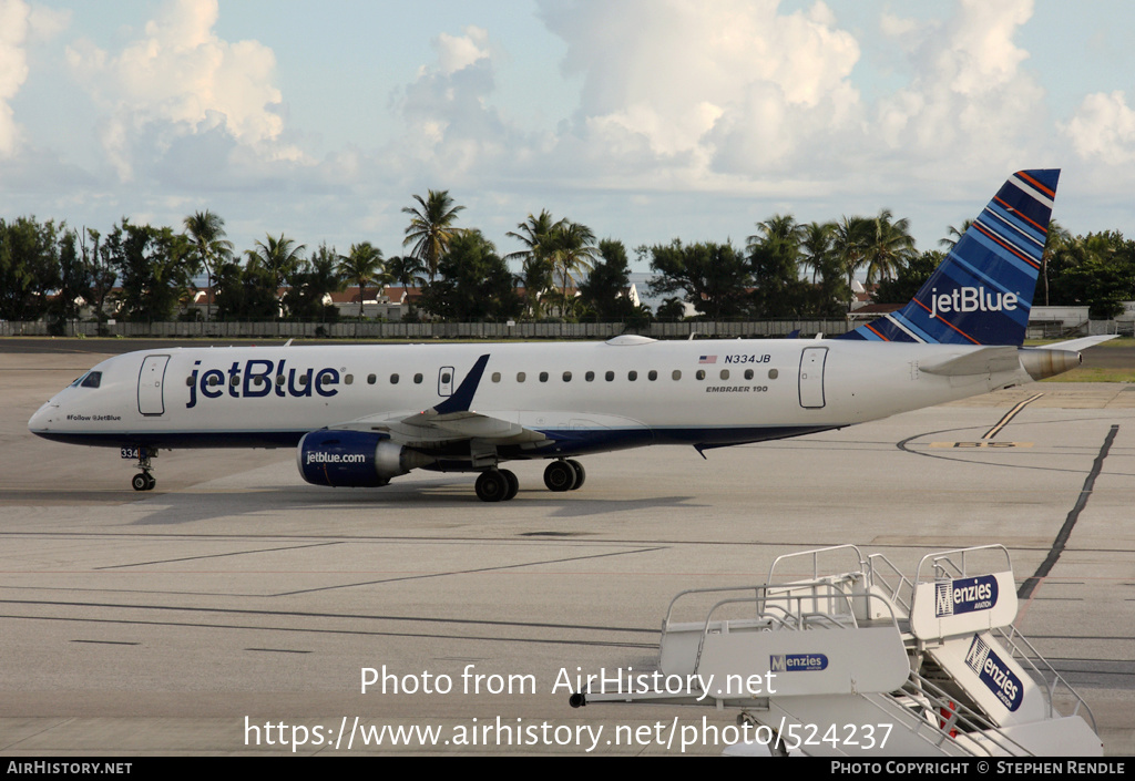 Aircraft Photo of N334JB | Embraer 190AR (ERJ-190-100IGW) | JetBlue Airways | AirHistory.net #524237