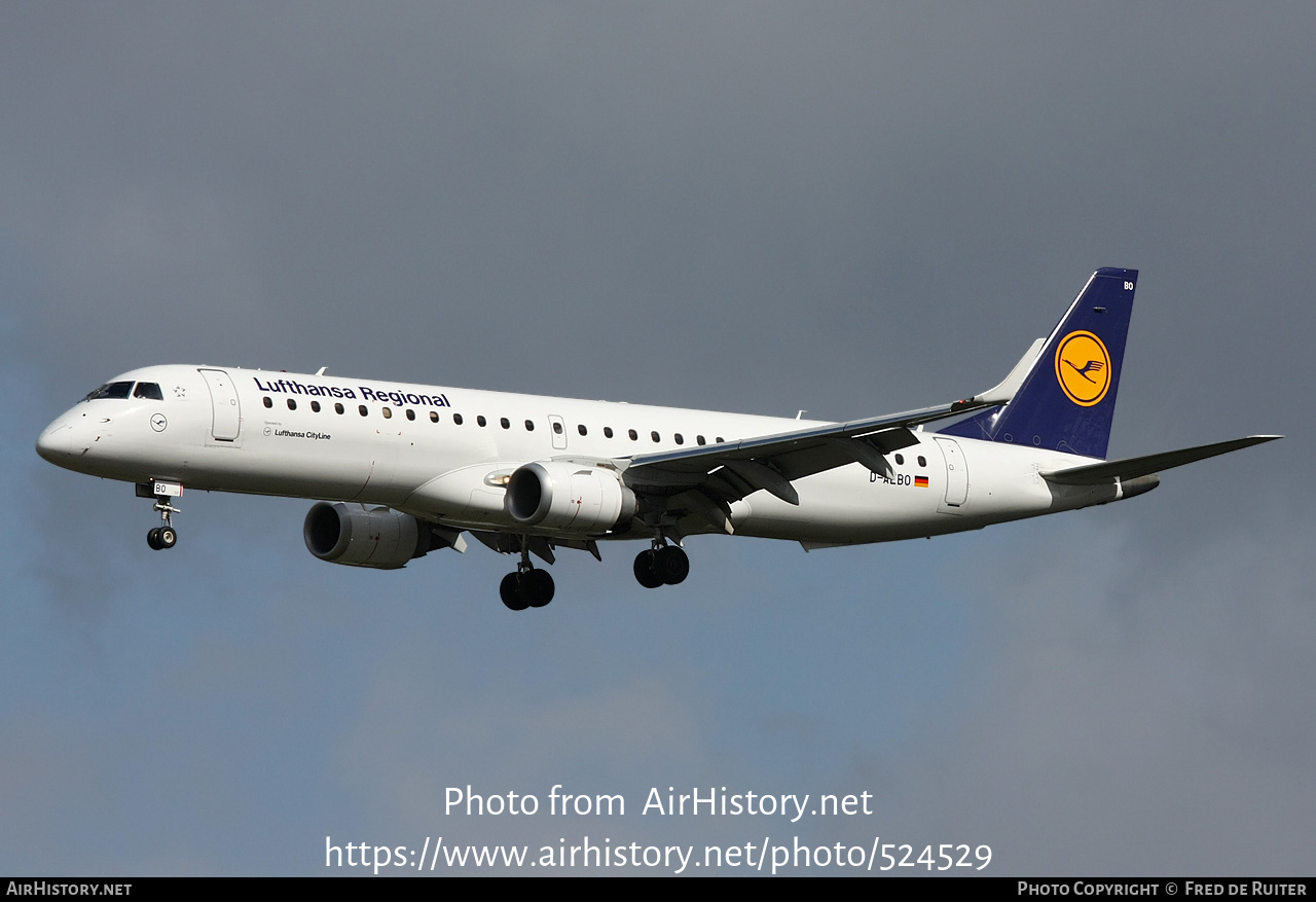 Aircraft Photo of D-AEBO | Embraer 195LR (ERJ-190-200LR) | Lufthansa Regional | AirHistory.net #524529