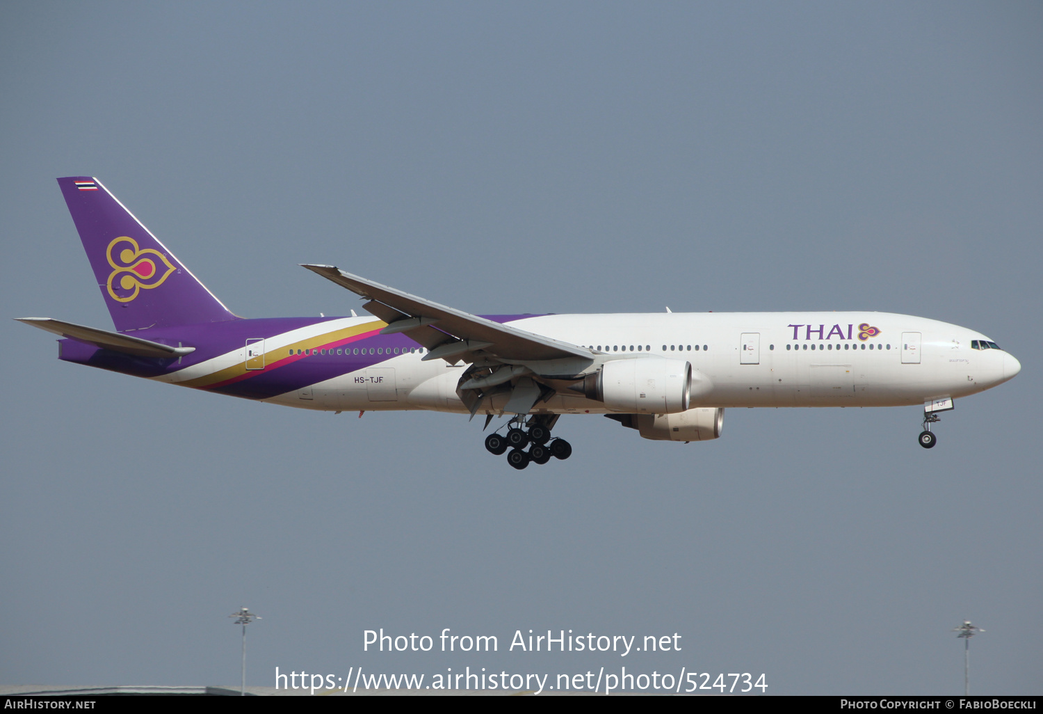 Aircraft Photo of HS-TJF | Boeing 777-2D7 | Thai Airways International | AirHistory.net #524734