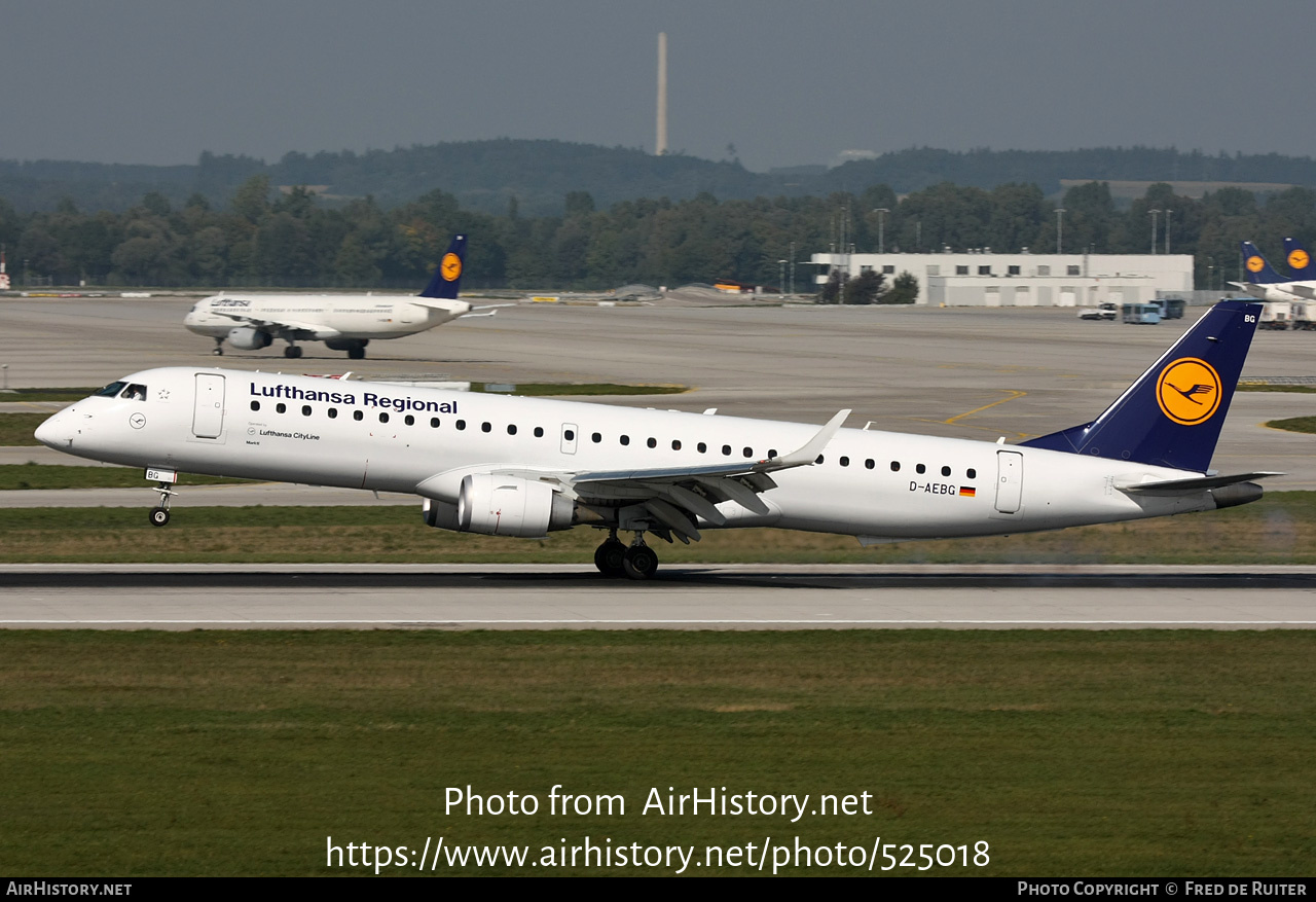 Aircraft Photo of D-AEBG | Embraer 195LR (ERJ-190-200LR) | Lufthansa Regional | AirHistory.net #525018