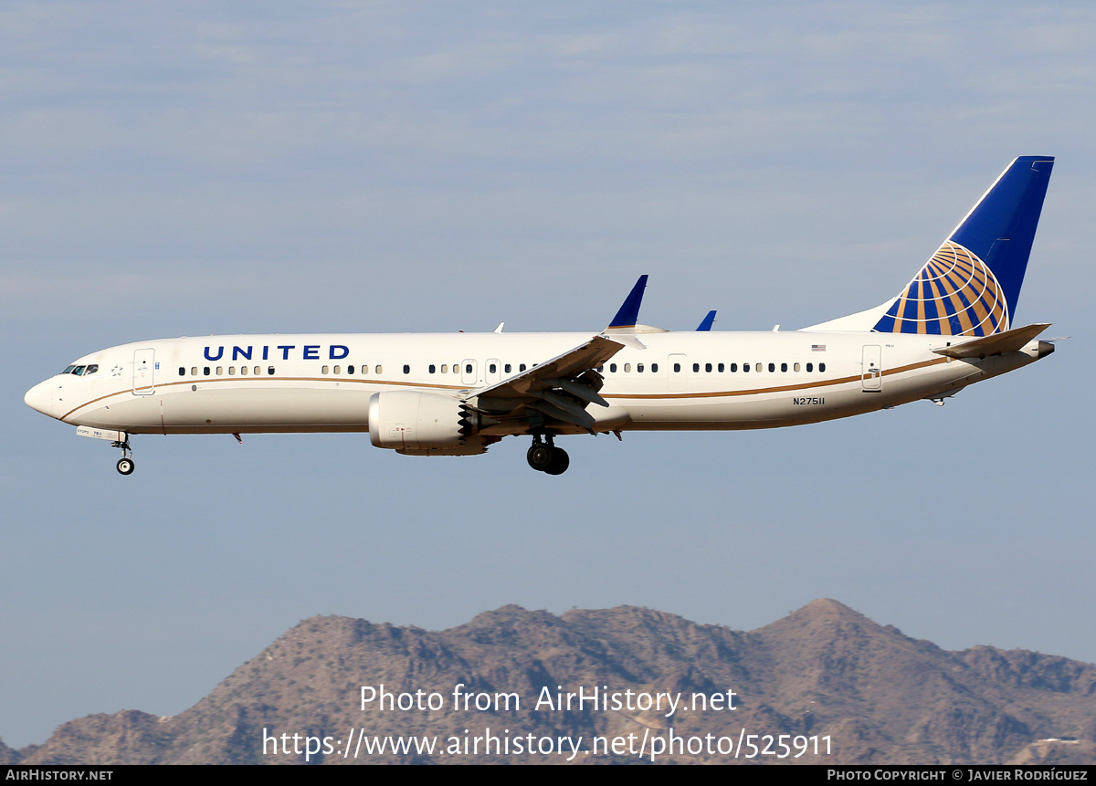 Aircraft Photo of N27511 | Boeing 737-9 Max 9 | United Airlines | AirHistory.net #525911