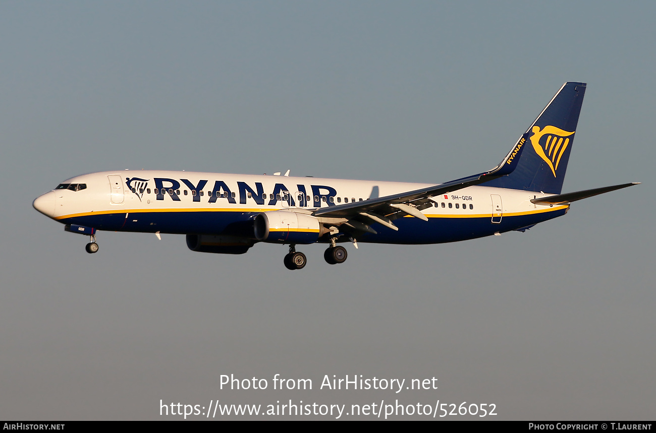 Aircraft Photo of 9H-QDR | Boeing 737-800 | Ryanair | AirHistory.net #526052