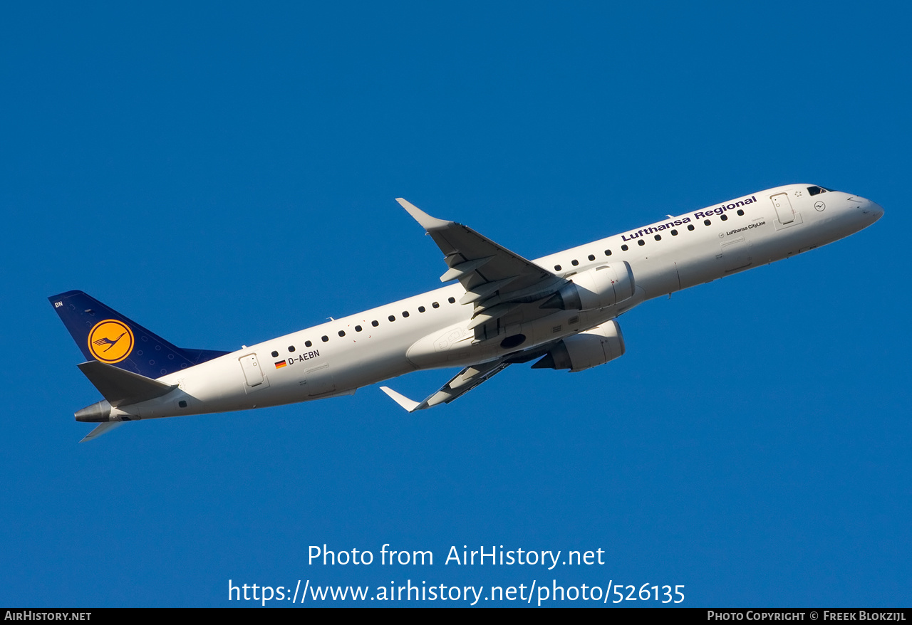 Aircraft Photo of D-AEBN | Embraer 195LR (ERJ-190-200LR) | Lufthansa Regional | AirHistory.net #526135