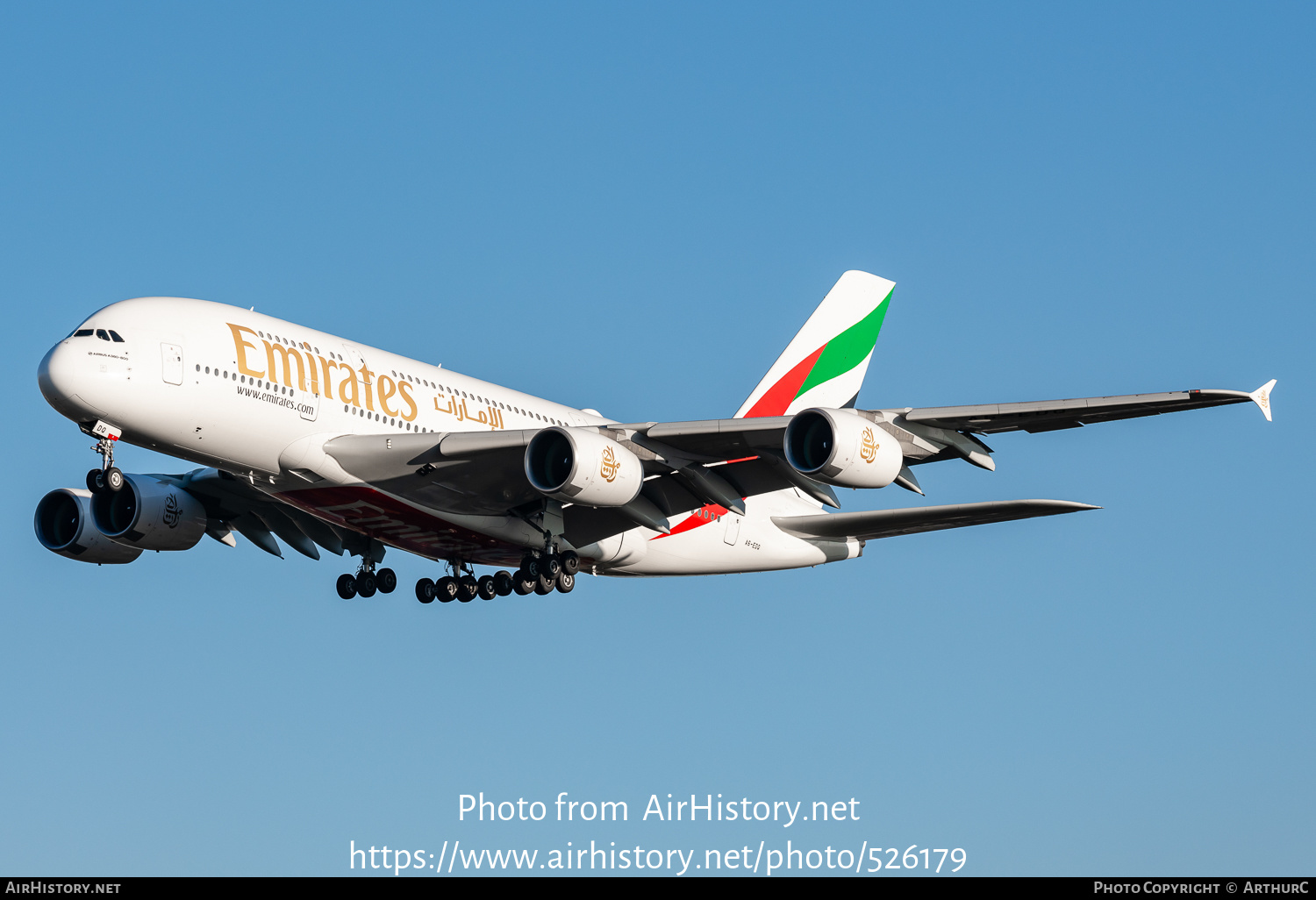 Aircraft Photo of A6-EDQ | Airbus A380-861 | Emirates | AirHistory.net #526179