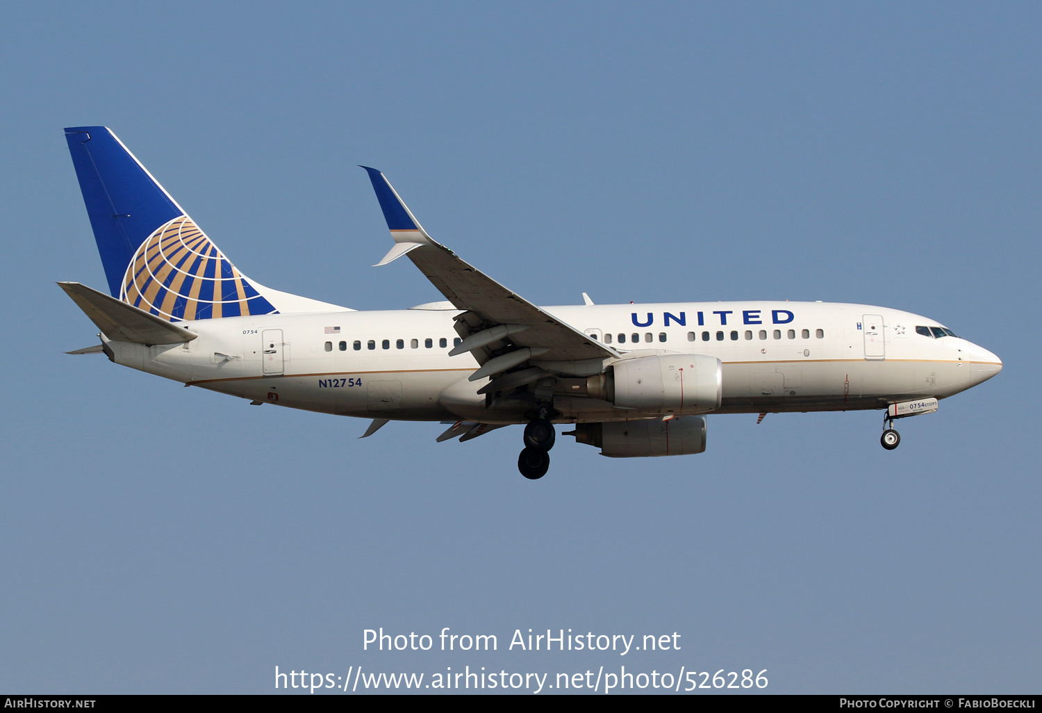 Aircraft Photo of N12754 | Boeing 737-7V3 | United Airlines | AirHistory.net #526286