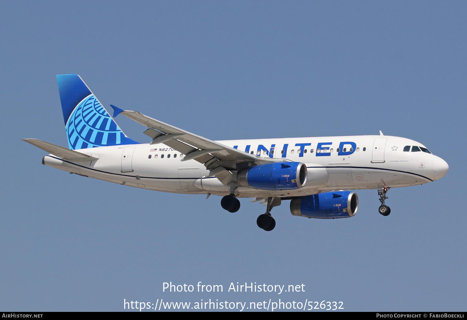 Aircraft Photo of N827UA | Airbus A319-131 | United Airlines | AirHistory.net #526332