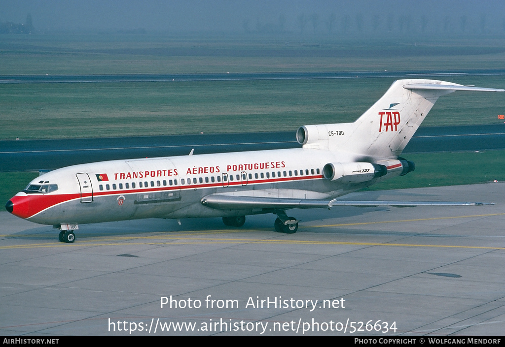 Aircraft Photo of CS-TBO | Boeing 727-82C | TAP - Transportes Aéreos Portugueses | AirHistory.net #526634