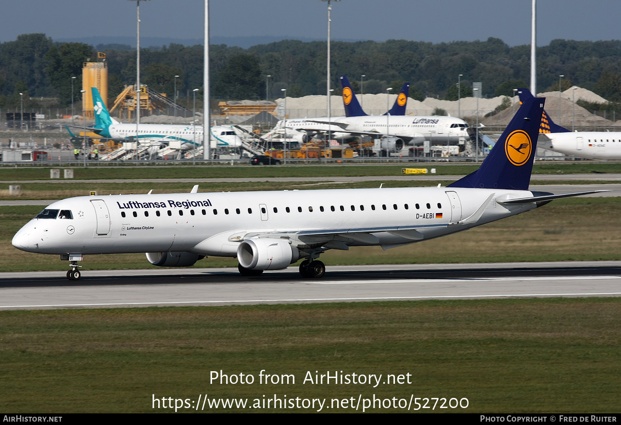 Aircraft Photo of D-AEBI | Embraer 195LR (ERJ-190-200LR) | Lufthansa Regional | AirHistory.net #527200