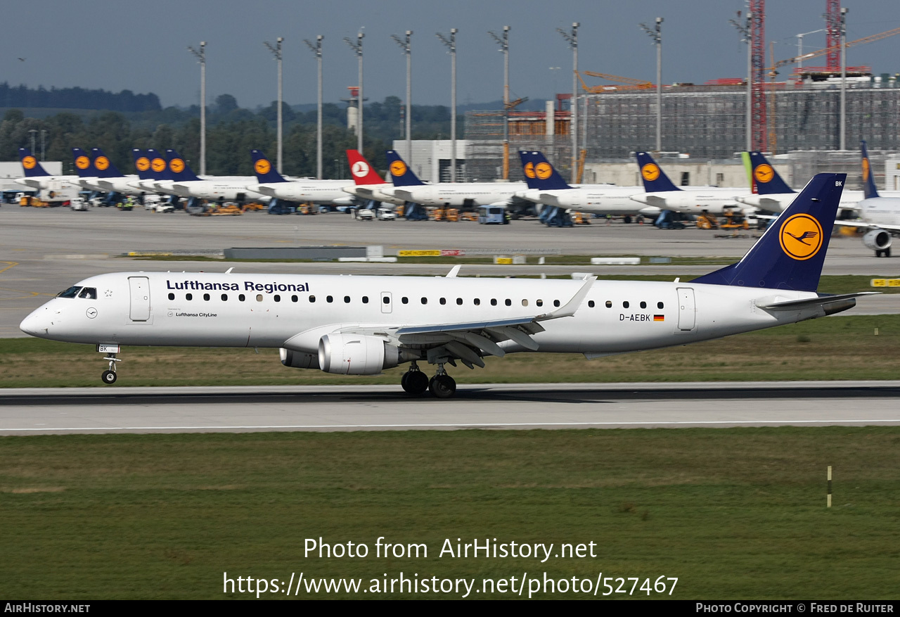 Aircraft Photo of D-AEBK | Embraer 195LR (ERJ-190-200LR) | Lufthansa Regional | AirHistory.net #527467