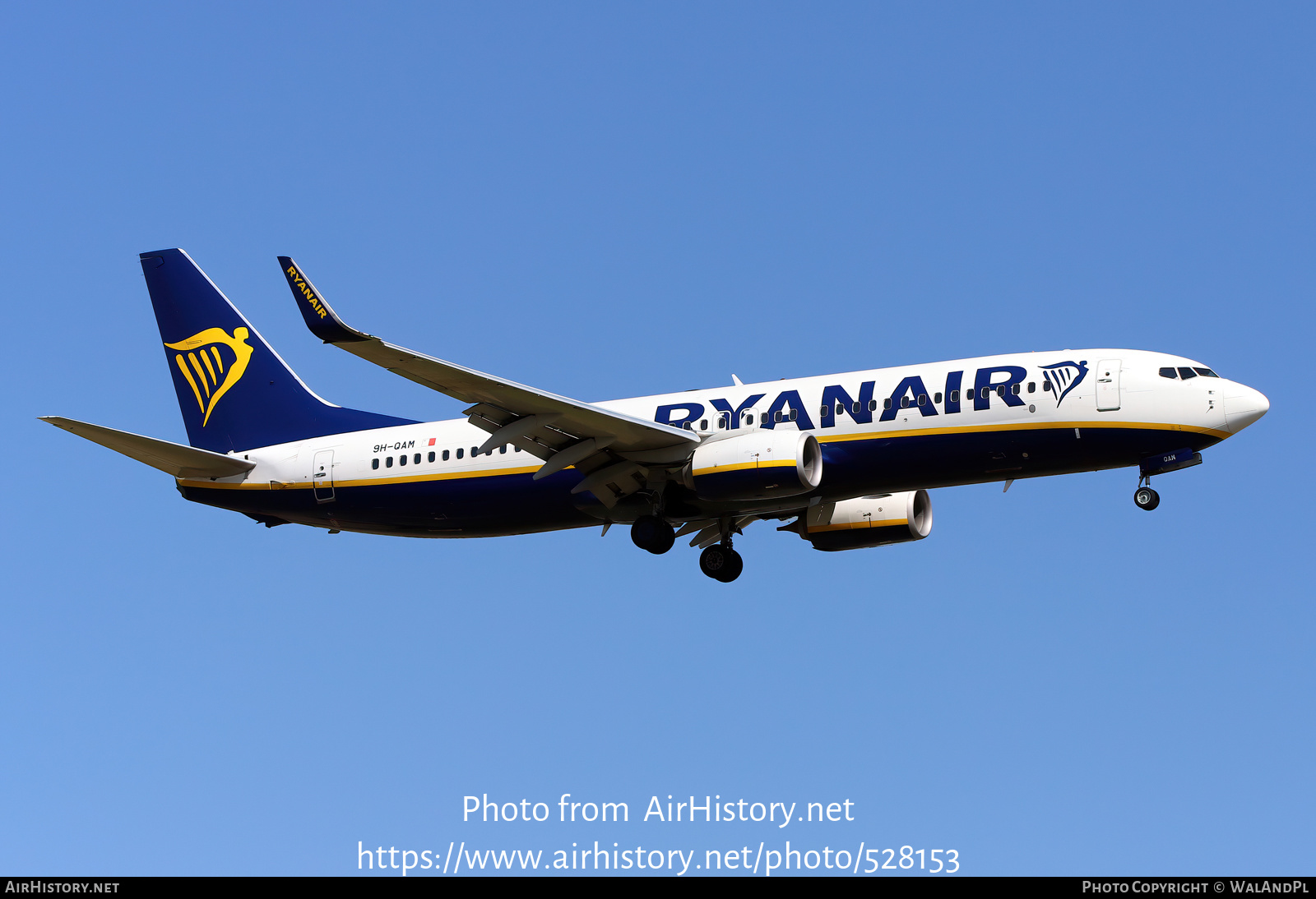 Aircraft Photo of 9H-QAM | Boeing 737-800 | Ryanair | AirHistory.net #528153