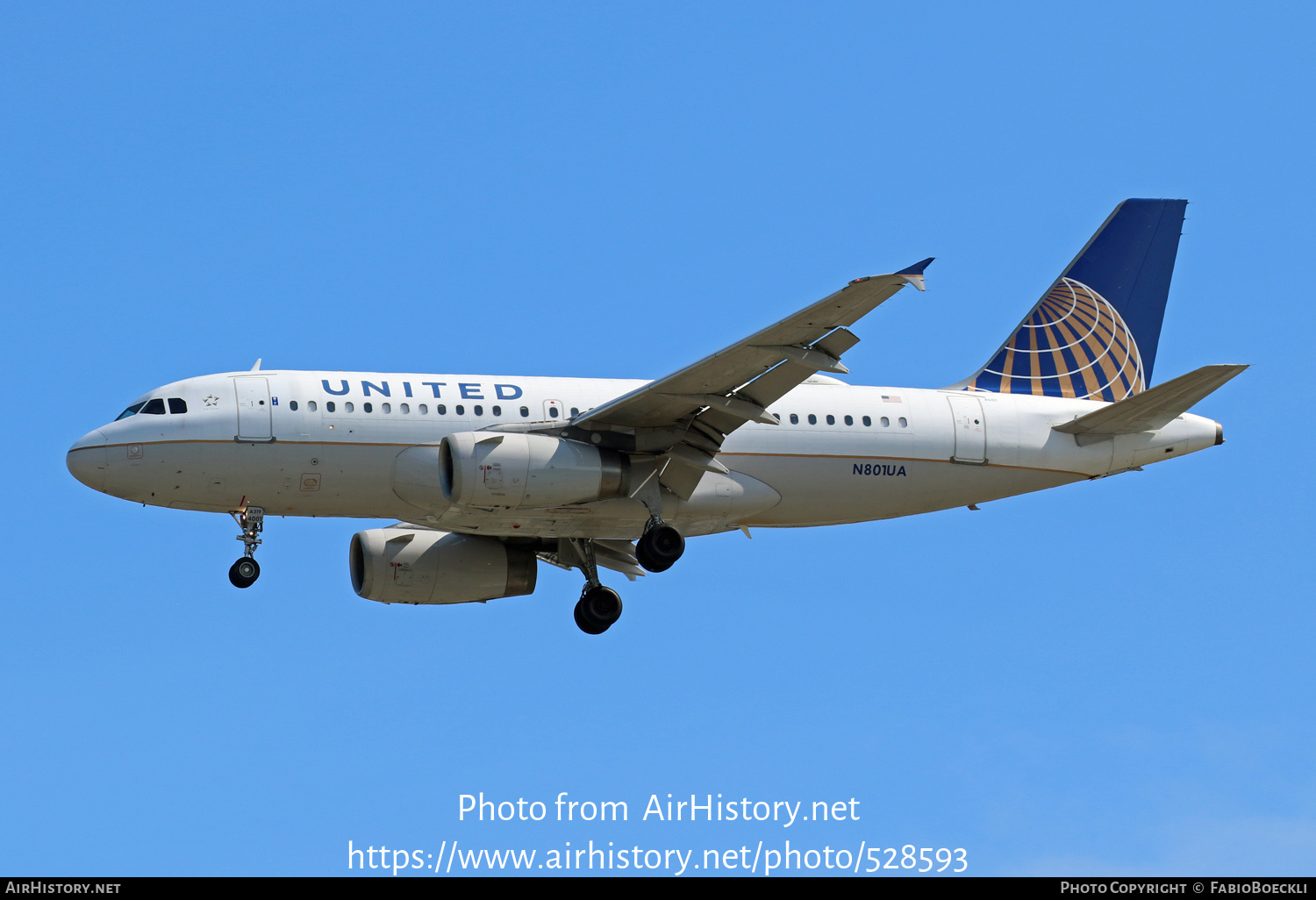 Aircraft Photo of N801UA | Airbus A319-131 | United Airlines | AirHistory.net #528593