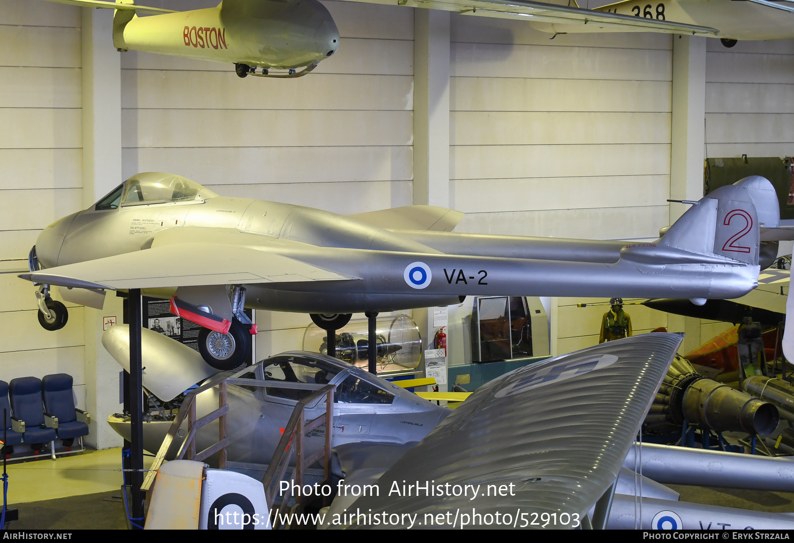 Aircraft Photo of VA-2 | De Havilland D.H. 100 Vampire FB52 | Finland - Air Force | AirHistory.net #529103