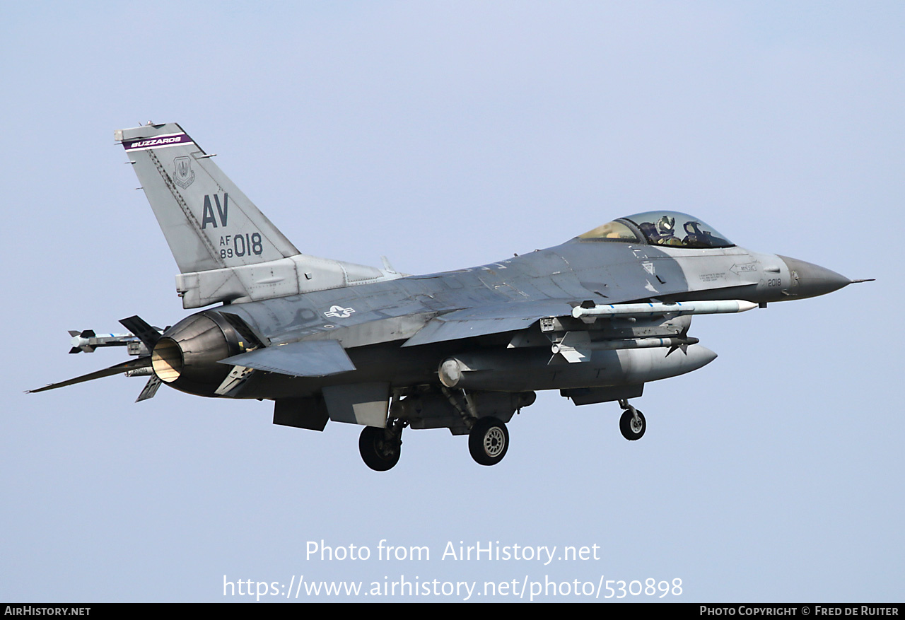 Aircraft Photo of 89-2018 / AF89-018 | Lockheed Martin F-16CM Fighting Falcon | USA - Air Force | AirHistory.net #530898