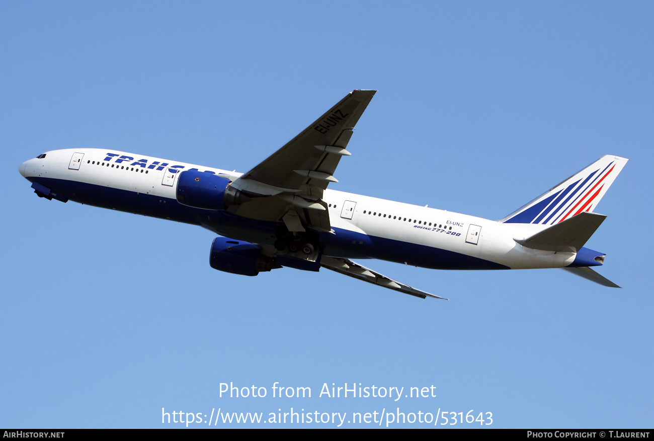 Aircraft Photo of EI-UNZ | Boeing 777-222 | Transaero Airlines | AirHistory.net #531643