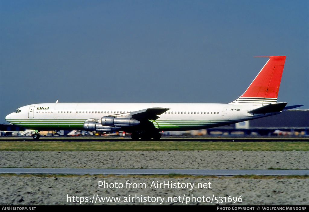 Aircraft Photo of JY-AED | Boeing 707-321C | Alia - The Royal Jordanian Airline | AirHistory.net #531696