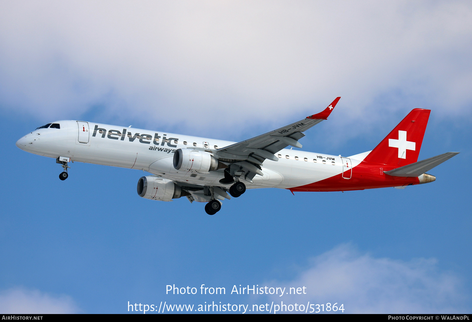 Aircraft Photo of HB-JVM | Embraer 190LR (ERJ-190-100LR) | Helvetic Airways | AirHistory.net #531864