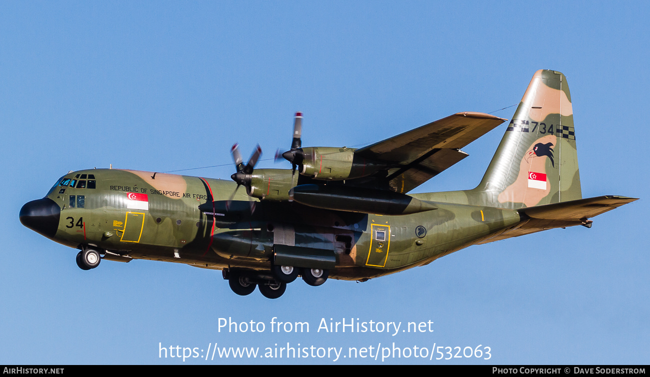 Aircraft Photo of 734 | Lockheed KC-130H Hercules (L-382) | Singapore - Air Force | AirHistory.net #532063