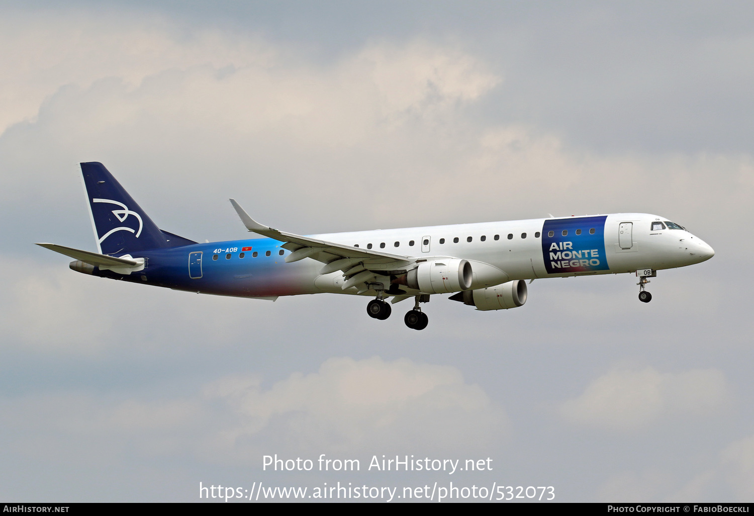 Aircraft Photo of 4O-AOB | Embraer 195LR (ERJ-190-200LR) | Air Montenegro | AirHistory.net #532073