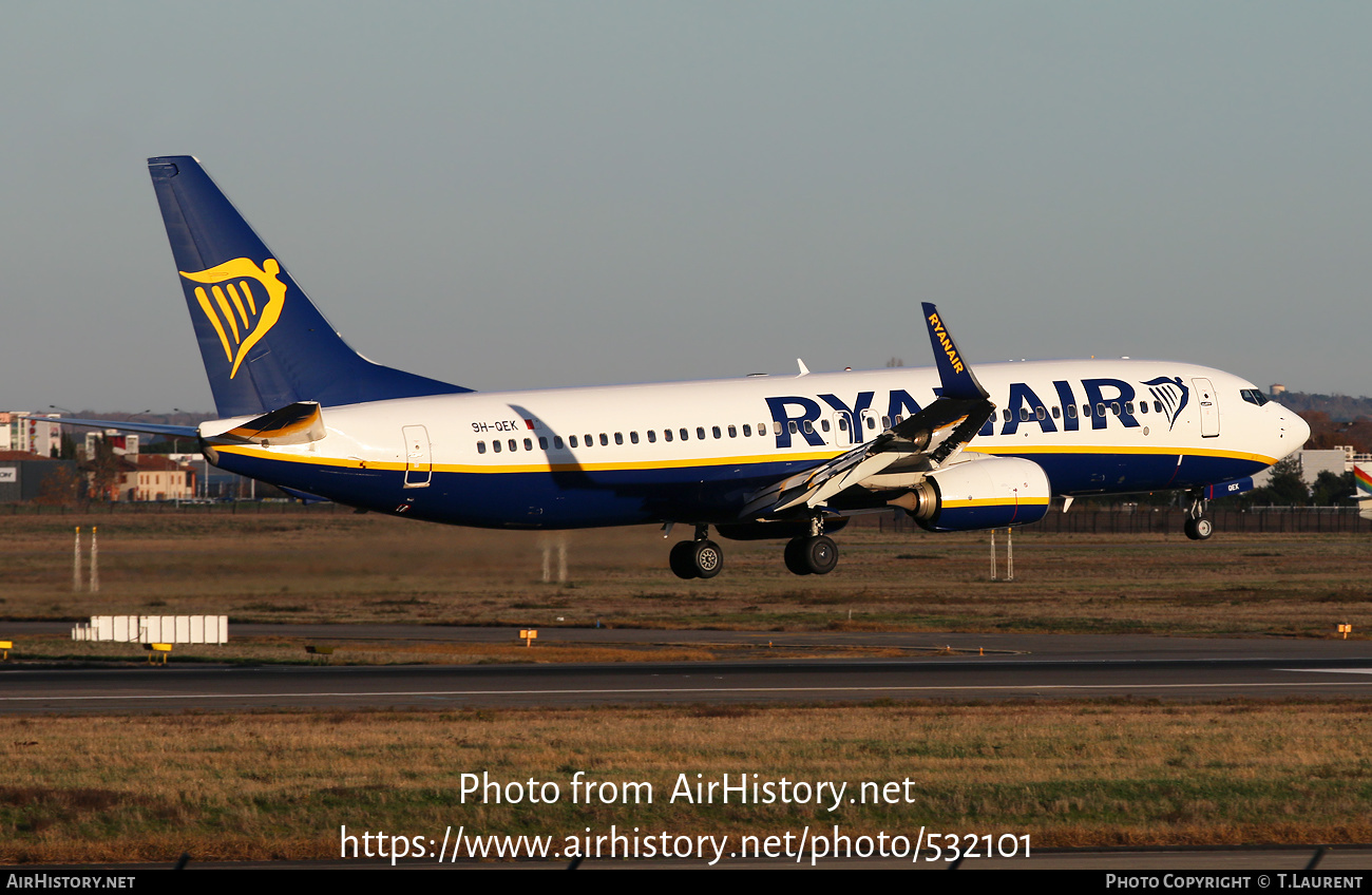 Aircraft Photo of 9H-QEK | Boeing 737-800 | Ryanair | AirHistory.net #532101