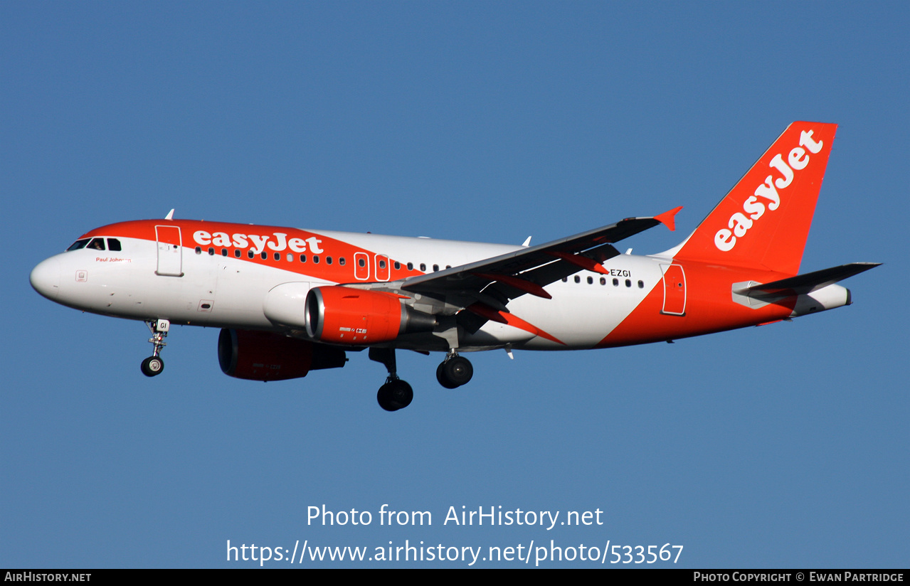 Aircraft Photo of G-EZGI | Airbus A319-111 | EasyJet | AirHistory.net #533567