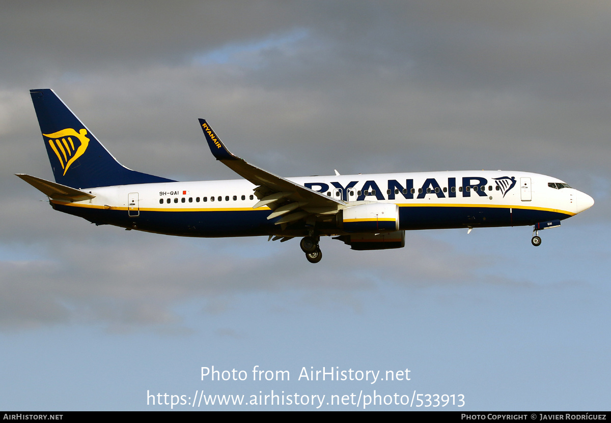 Aircraft Photo of 9H-QAI | Boeing 737-800 | Ryanair | AirHistory.net #533913