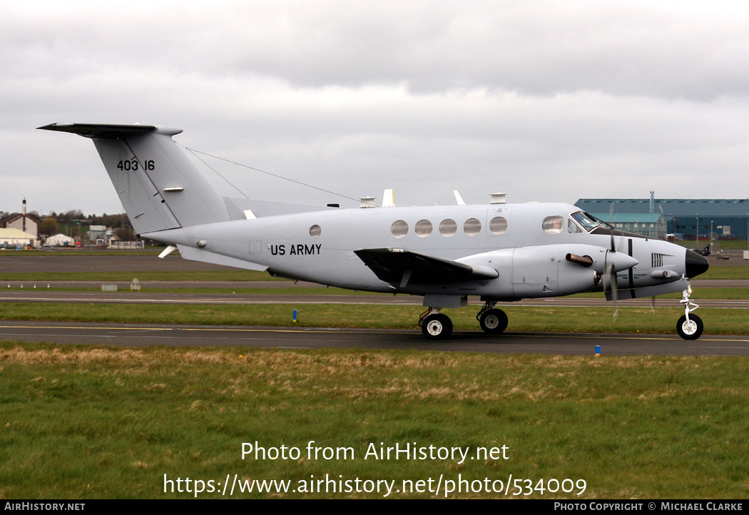 Aircraft Photo of 94-0316 / 40316 | Hawker Beechcraft C-12V-1 Huron (B200C) | USA - Army | AirHistory.net #534009