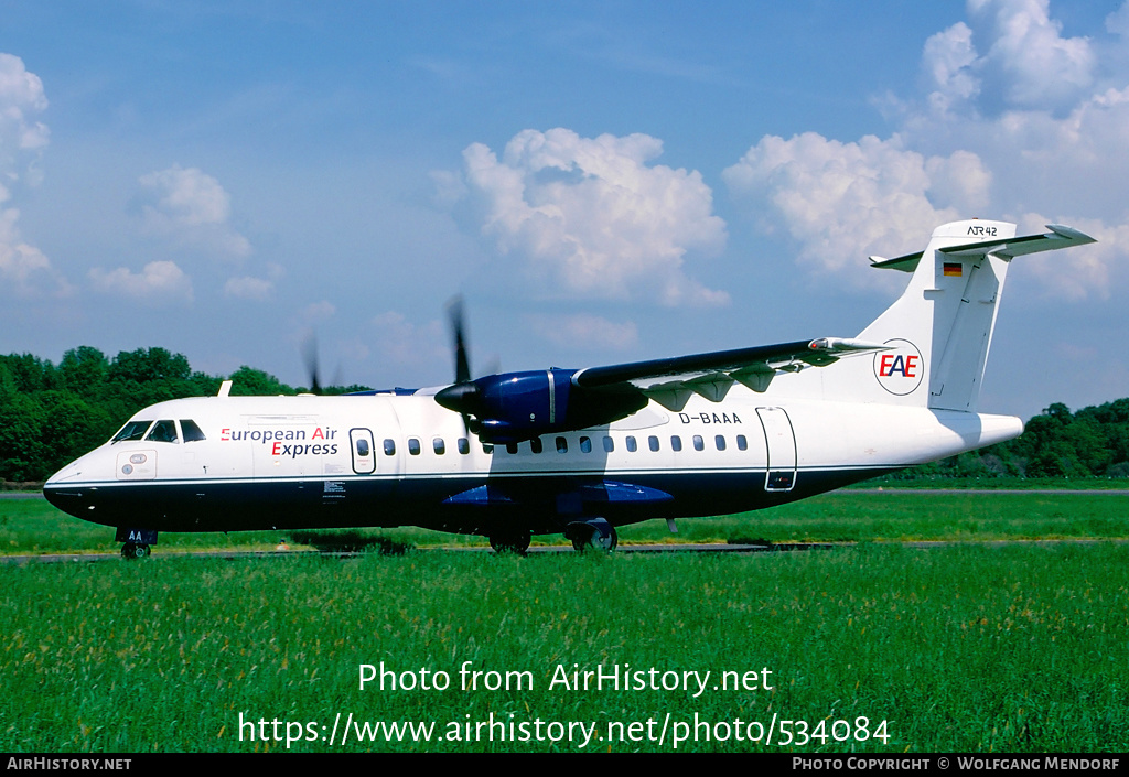 Aircraft Photo of D-BAAA | ATR ATR-42-300 | EAE - European Air Express | AirHistory.net #534084