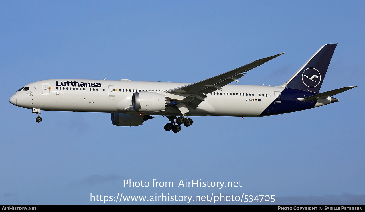 Aircraft Photo of D-ABPA | Boeing 787-9 Dreamliner | Lufthansa | AirHistory.net #534705