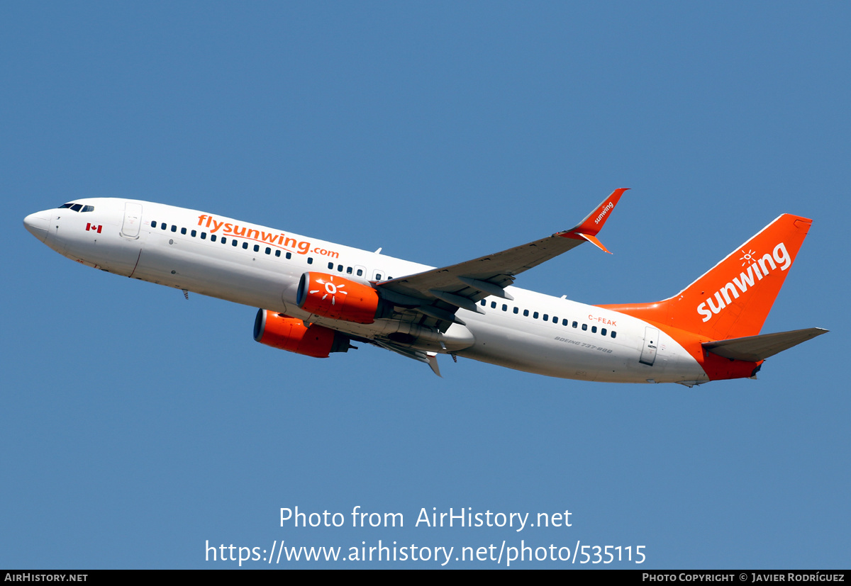 Aircraft Photo of C-FEAK | Boeing 737-86Q | Sunwing Airlines | AirHistory.net #535115