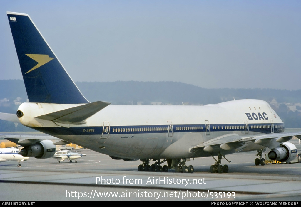 Aircraft Photo of G-AWNB | Boeing 747-136 | BOAC - British Overseas Airways Corporation | AirHistory.net #535193