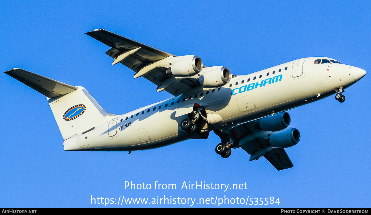 Aircraft Photo of VH-NJY | British Aerospace Avro 146-RJ100 | Cobham Aviation Services | AirHistory.net #535584
