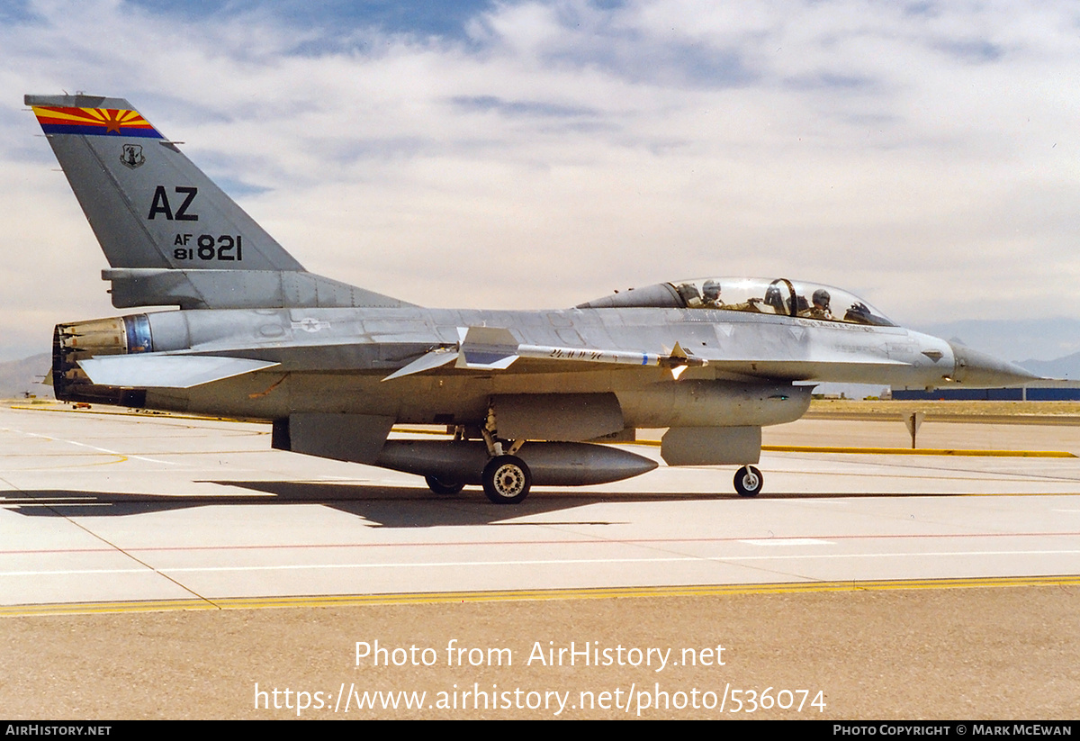 Aircraft Photo of 81-0821 | General Dynamics F-16B Fighting Falcon | USA - Air Force | AirHistory.net #536074