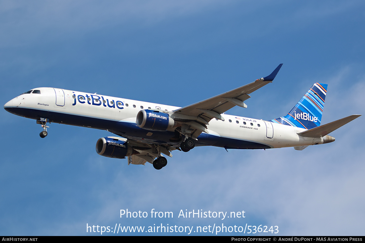 Aircraft Photo of N354JB | Embraer 190AR (ERJ-190-100IGW) | JetBlue Airways | AirHistory.net #536243