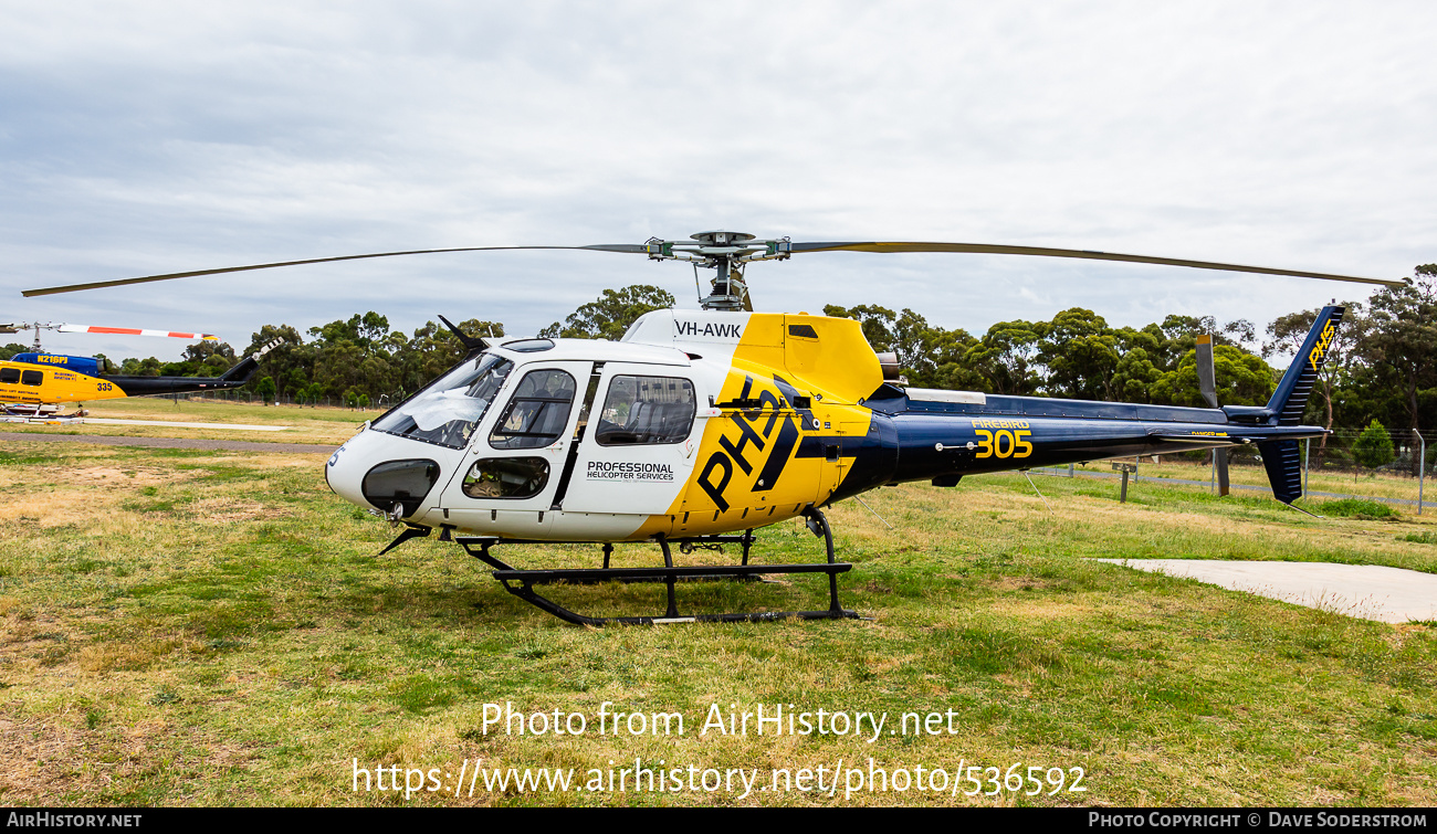 Aircraft Photo of VH-AWK | Aerospatiale AS-350BA Ecureuil | PHS - Professional Helicopter Services | AirHistory.net #536592