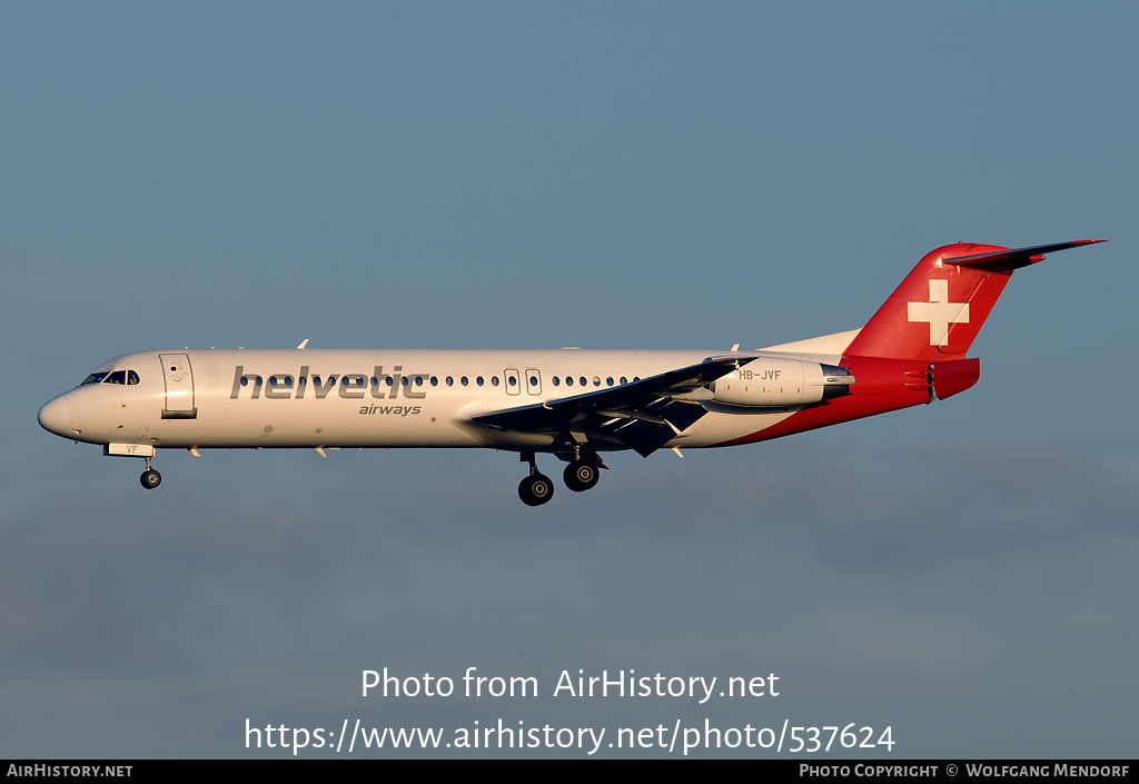 Aircraft Photo of HB-JVF | Fokker 100 (F28-0100) | Helvetic Airways | AirHistory.net #537624