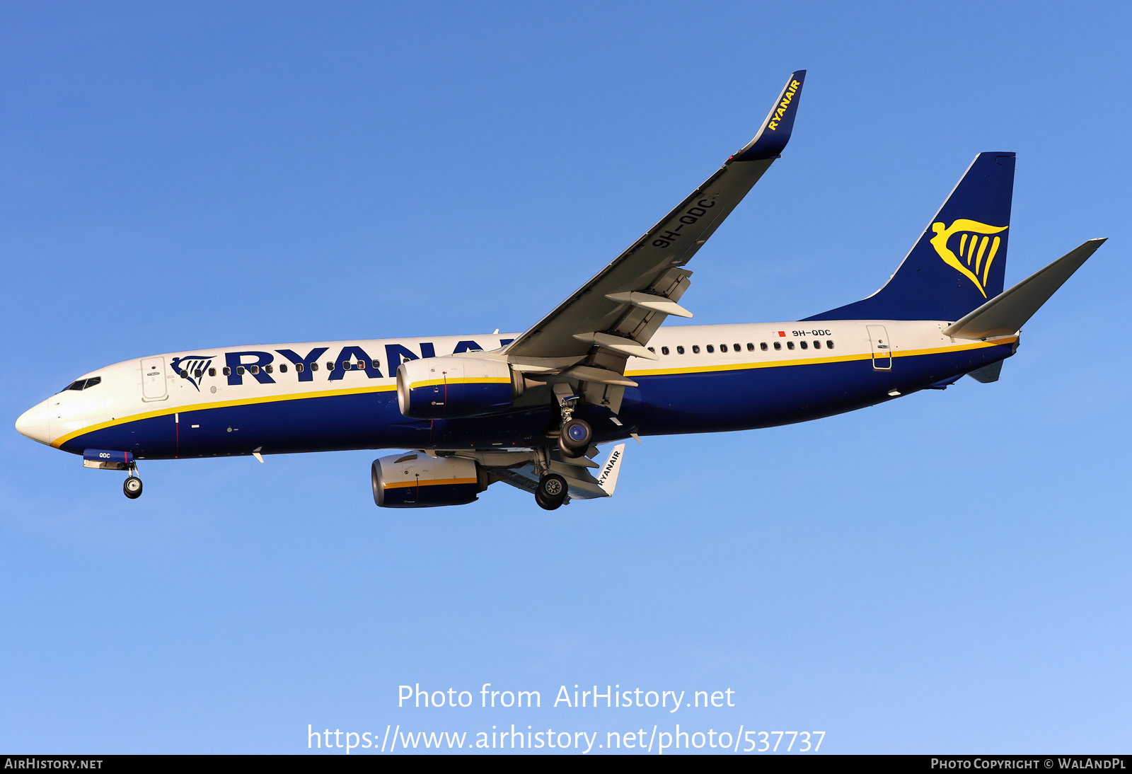 Aircraft Photo of 9H-QDC | Boeing 737-800 | Ryanair | AirHistory.net #537737