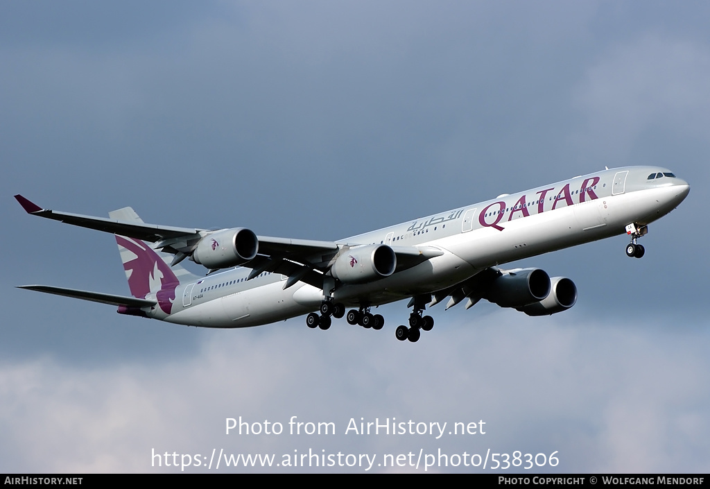 Aircraft Photo of A7-AGA | Airbus A340-642 | Qatar Airways | AirHistory.net #538306