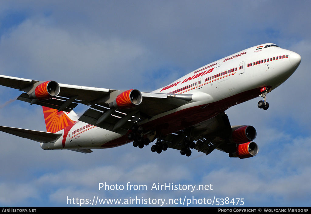 Aircraft Photo of VT-AIS | Boeing 747-4H6 | Air India | AirHistory.net #538475