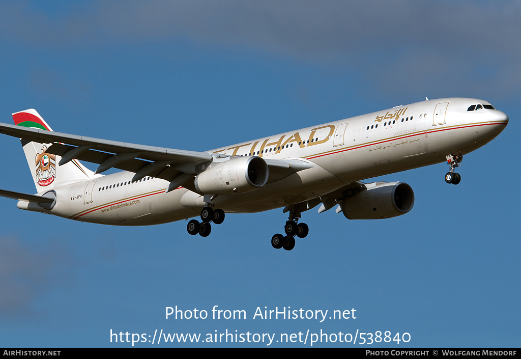 Aircraft Photo of A6-AFA | Airbus A330-343 | Etihad Airways | AirHistory.net #538840