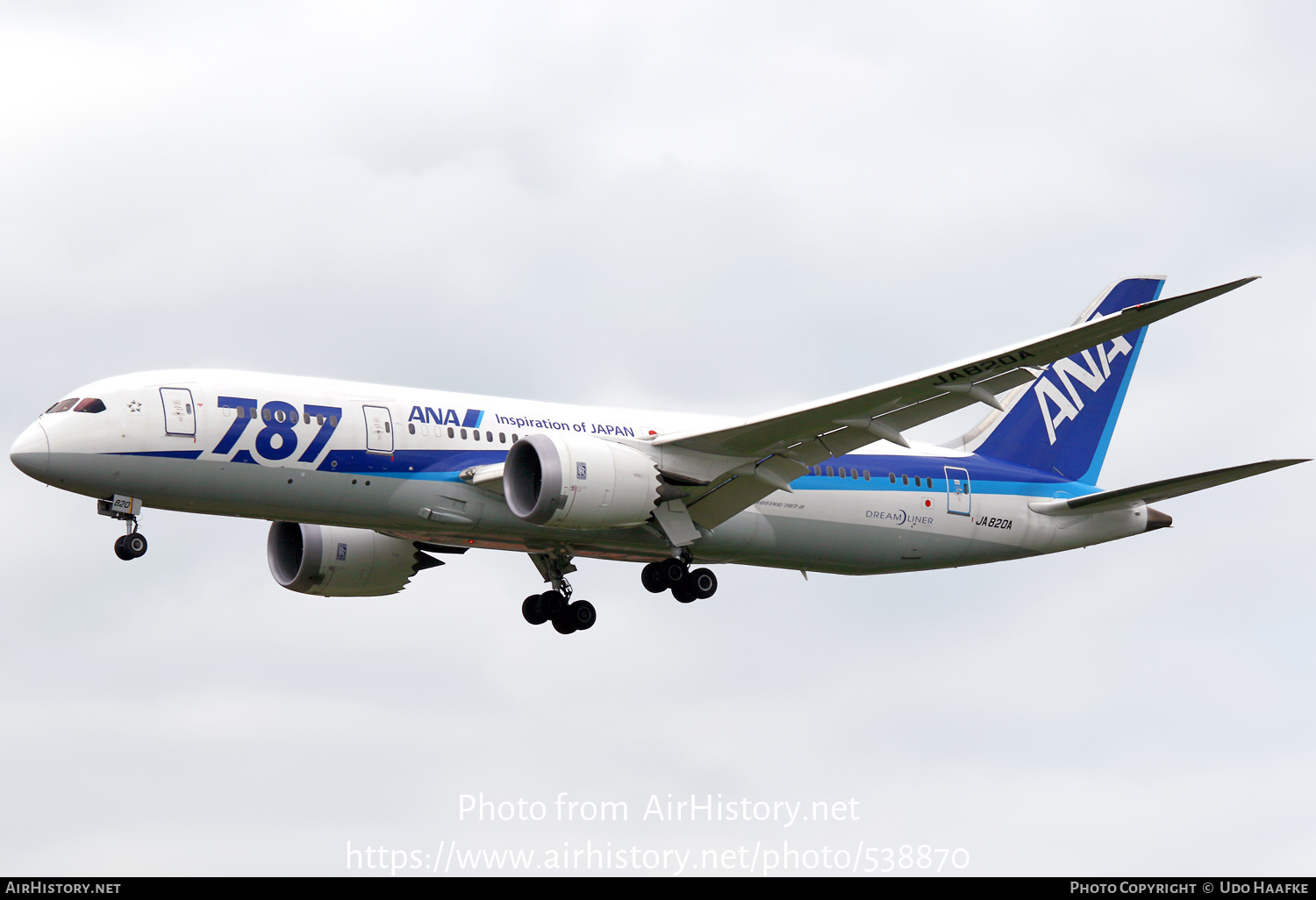 Aircraft Photo of JA820A | Boeing 787-8 Dreamliner | All Nippon Airways - ANA | AirHistory.net #538870