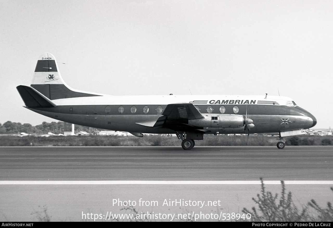 Aircraft Photo of G-AMON | Vickers 701 Viscount | Cambrian Airways | AirHistory.net #538940