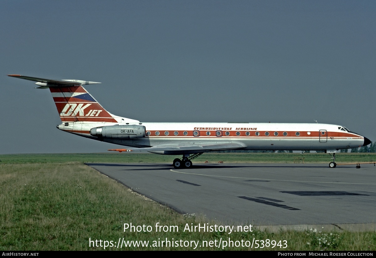 Aircraft Photo of OK-AFA | Tupolev Tu-134A | ČSA - Československé Aerolinie - Czechoslovak Airlines | AirHistory.net #538943