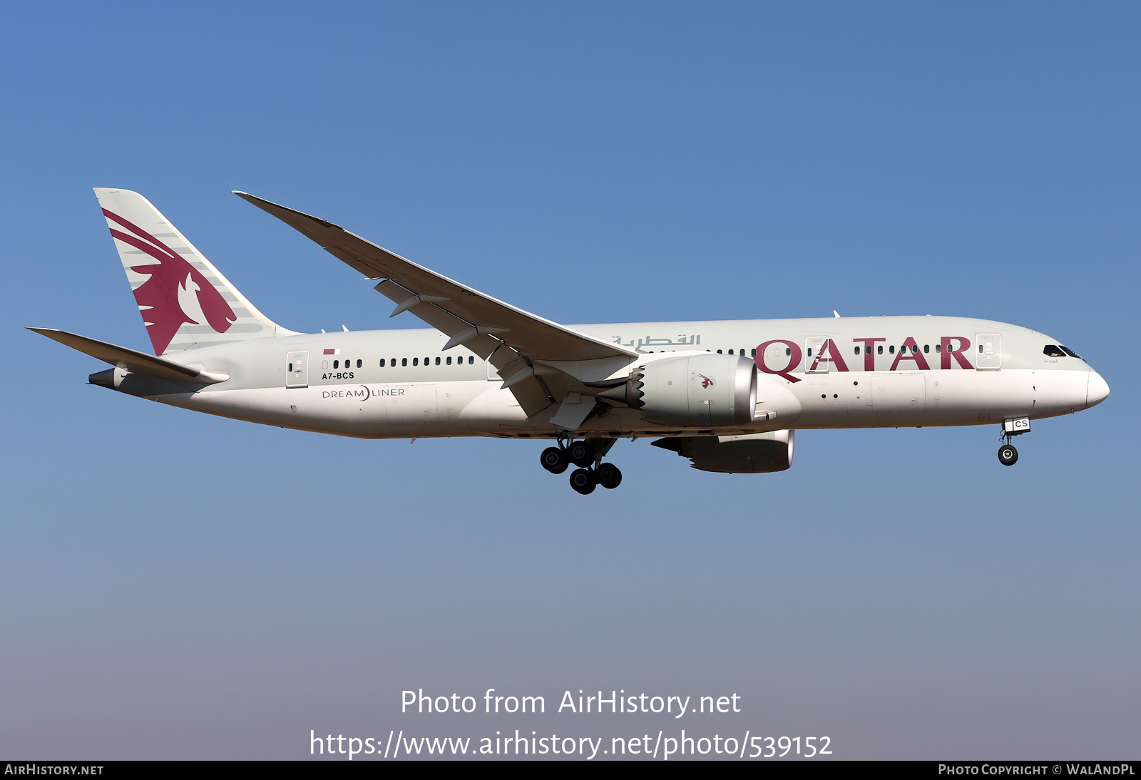 Aircraft Photo of A7-BCS | Boeing 787-8 Dreamliner | Qatar Airways | AirHistory.net #539152