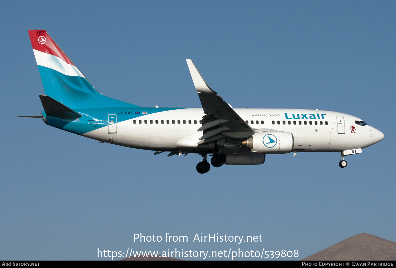 Aircraft Photo of LX-LBT | Boeing 737-7K2 | Luxair | AirHistory.net #539808