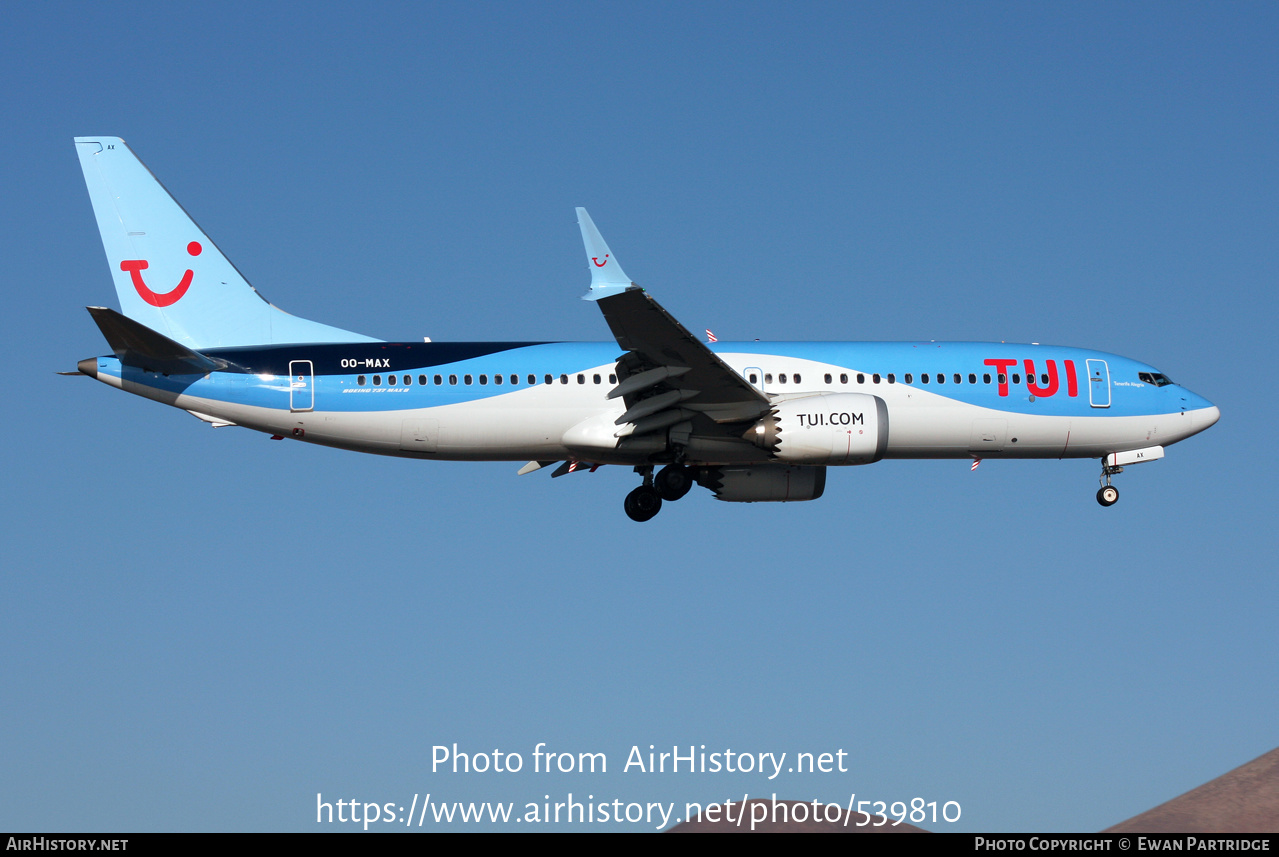 Aircraft Photo of OO-MAX | Boeing 737-8 Max 8 | TUI | AirHistory.net #539810